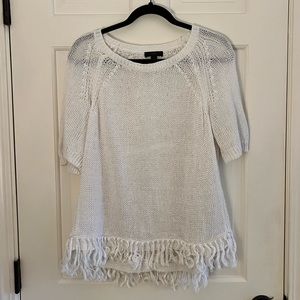 J.Crew high low white sweater size Large